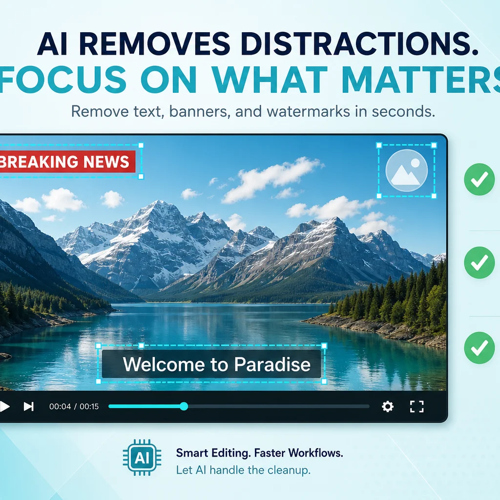 Delete text from video and remove captions with AI text removal tool